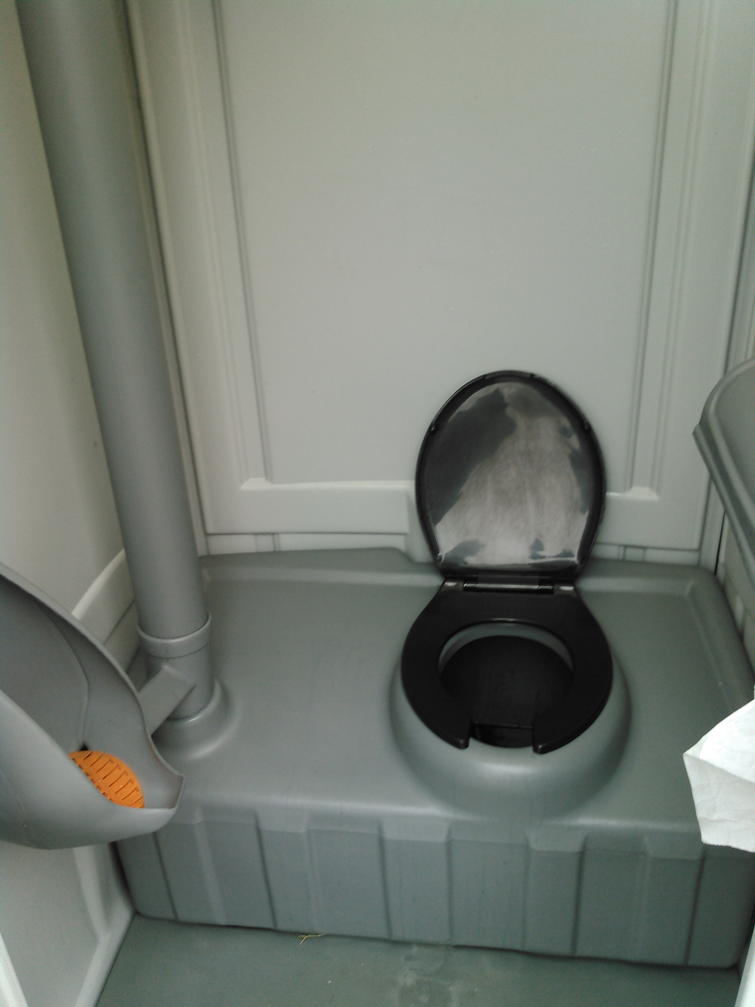 Fresh portable toilet interior close-up
